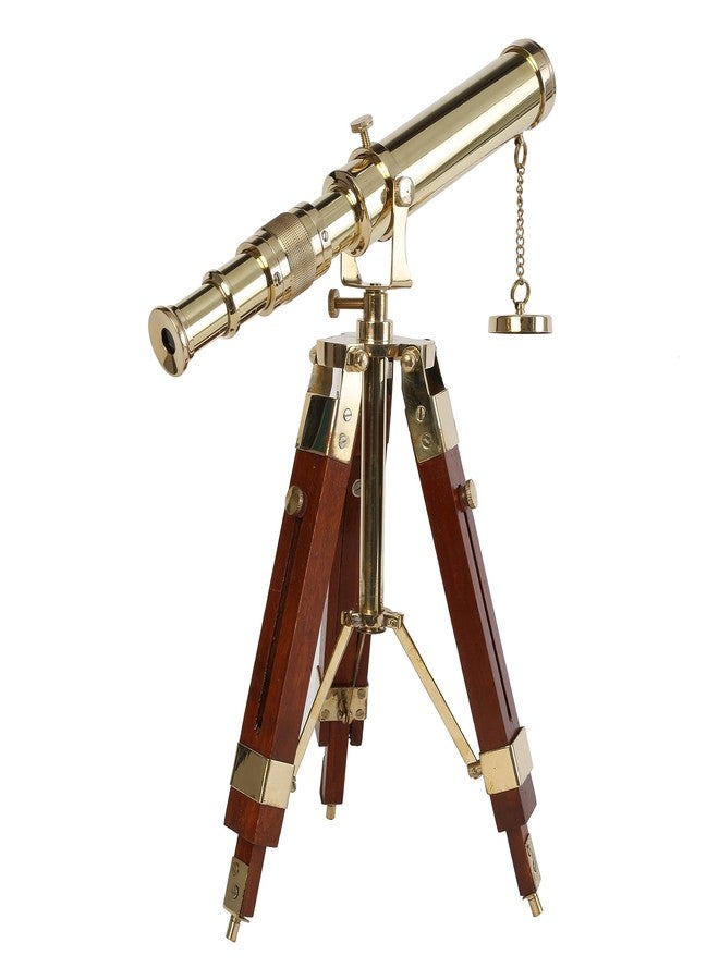 OCEAN REPLICAS Vintage Brass Telescope on Tripod Stand use Lens Antique Desktop Brass Telescope Royal Antique Golden Finish Spyglass Nautical Beautiful On Wooden Tripod Stand - Image 4